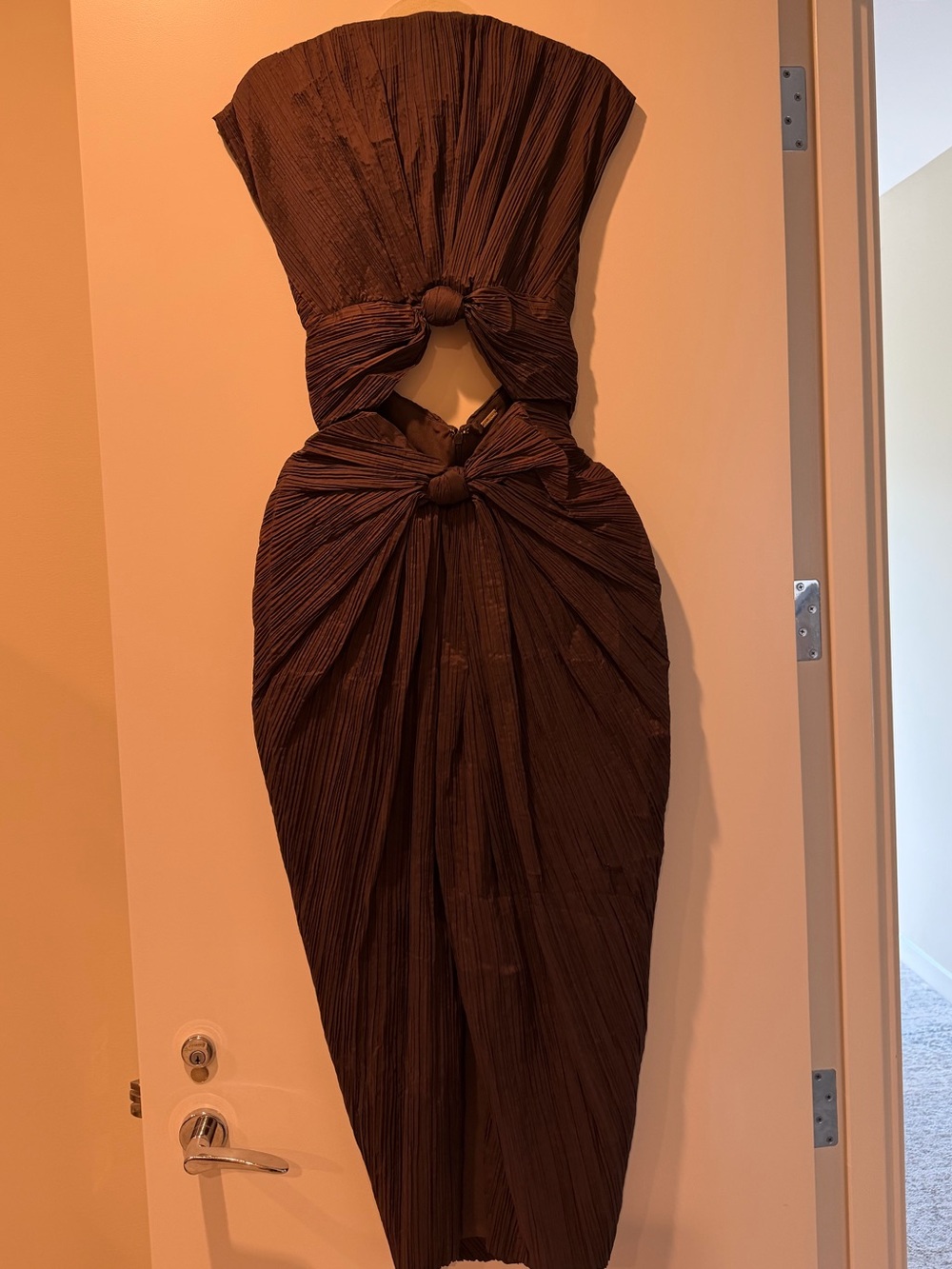 cult gaia ‘Inaya’ Brown Knotted Cutout Midi Dress - Picture 6 of 8